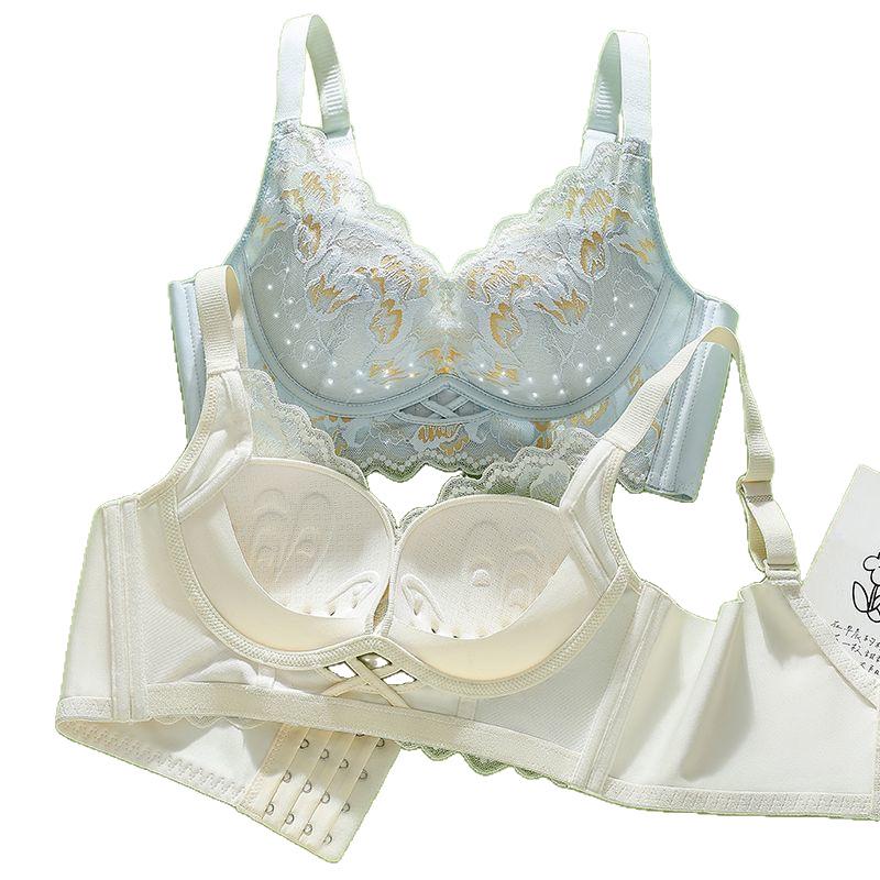 European & American Style Wireless Push-Up Lace Bra with Side Support - Comfortable & Breathable Women's Underwear