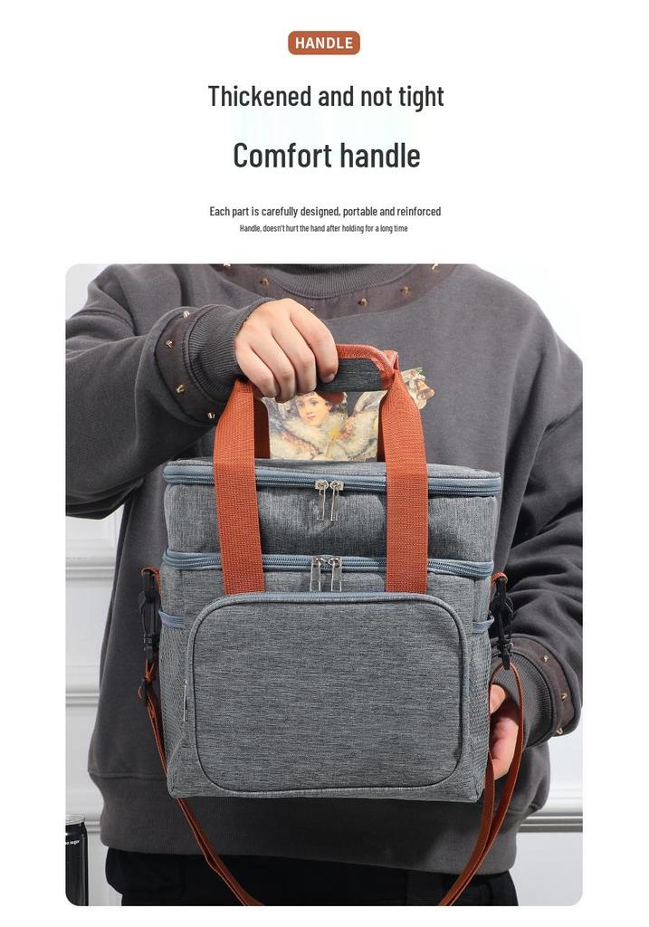 Oxford Cloth Tote Picnic Bag - Large Insulated Lunch & Food Storage Crossbody Bag for Camping