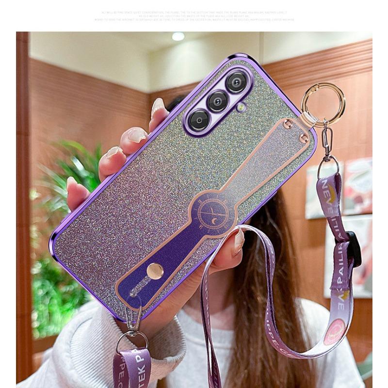 

Подходит для чехла для мобильного телефона Samsung A07 NOTE20 Гальванизированный браслет Блестящая пудра F15 Шнурок A34 Противоударный чехол A22a71M14 A16