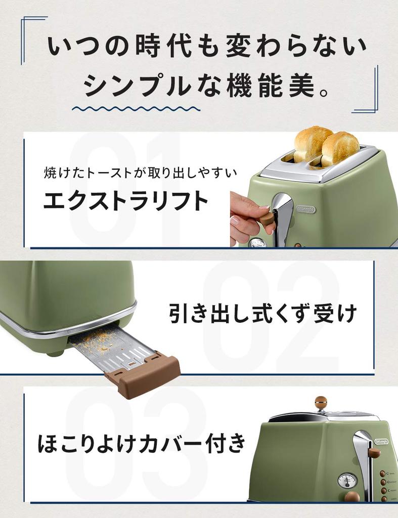 Toaster Icona Vintage Toast Bread Can Be Toasted On One Side Cuts 4 To 10 Slices 6 Levels of Grilling Adjustment Dust Cover Included Easy To Clean