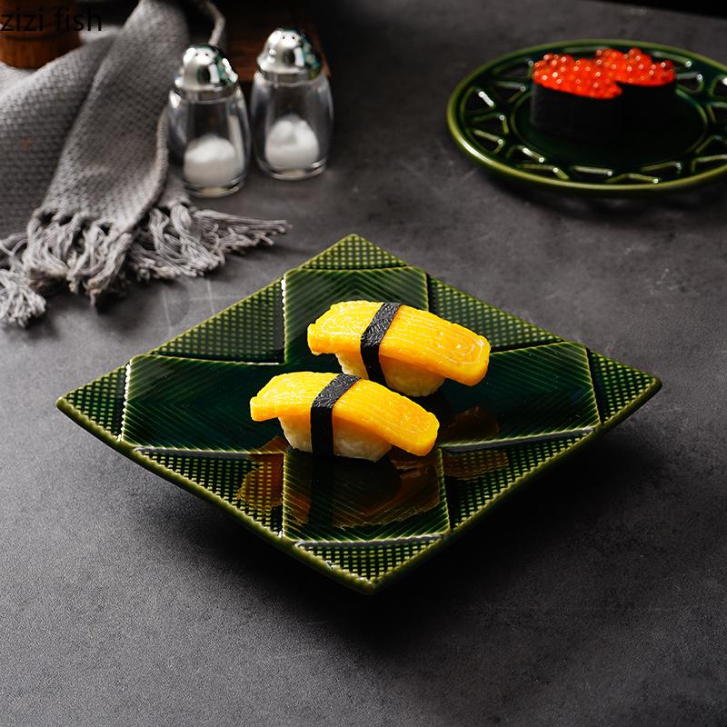 Sushi Plate Hollow Ceramic Tableware Dining Plates Roasting Pan Sashimi Plate Steak Plates Fruit Dish Dessert Bowl Dim Sum Dish