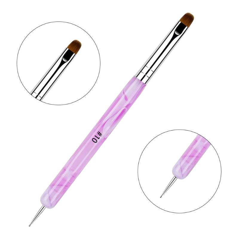 2 in 1 Acrylic Drawing Nail Art Brush Dual End Dotting Pen UV Gel Tool for Salon DIY Rhinestone Nail Art Decoration A24