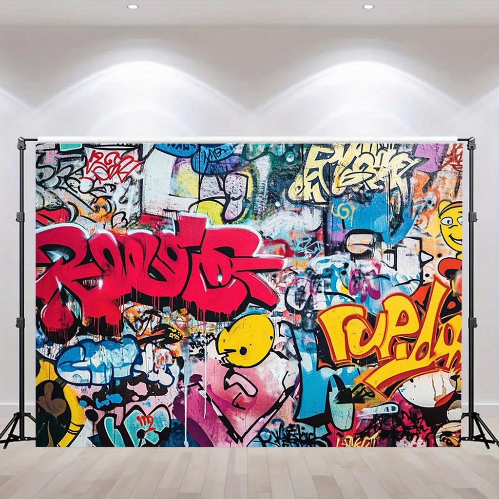 2D planar banners, 1 piece of colorful graffiti wallpaper background - filled with red, blue and yellow colors