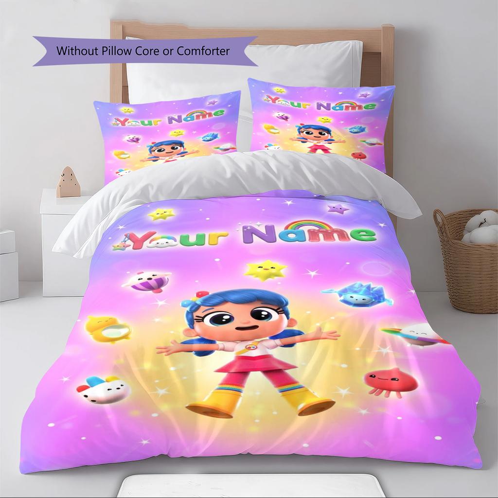 Name Custom True and the Rainbow Kingdom Pattern Bedding Set Quilt Cover Pillowcase Home Decor Gift (1 * Duvet Cover + 2 * Pillowcase, Without Core)