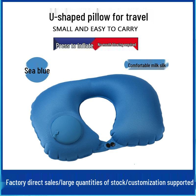 Inflatable U-Shaped Travel Pillow - Neck Support for Camping & High-Speed Rail