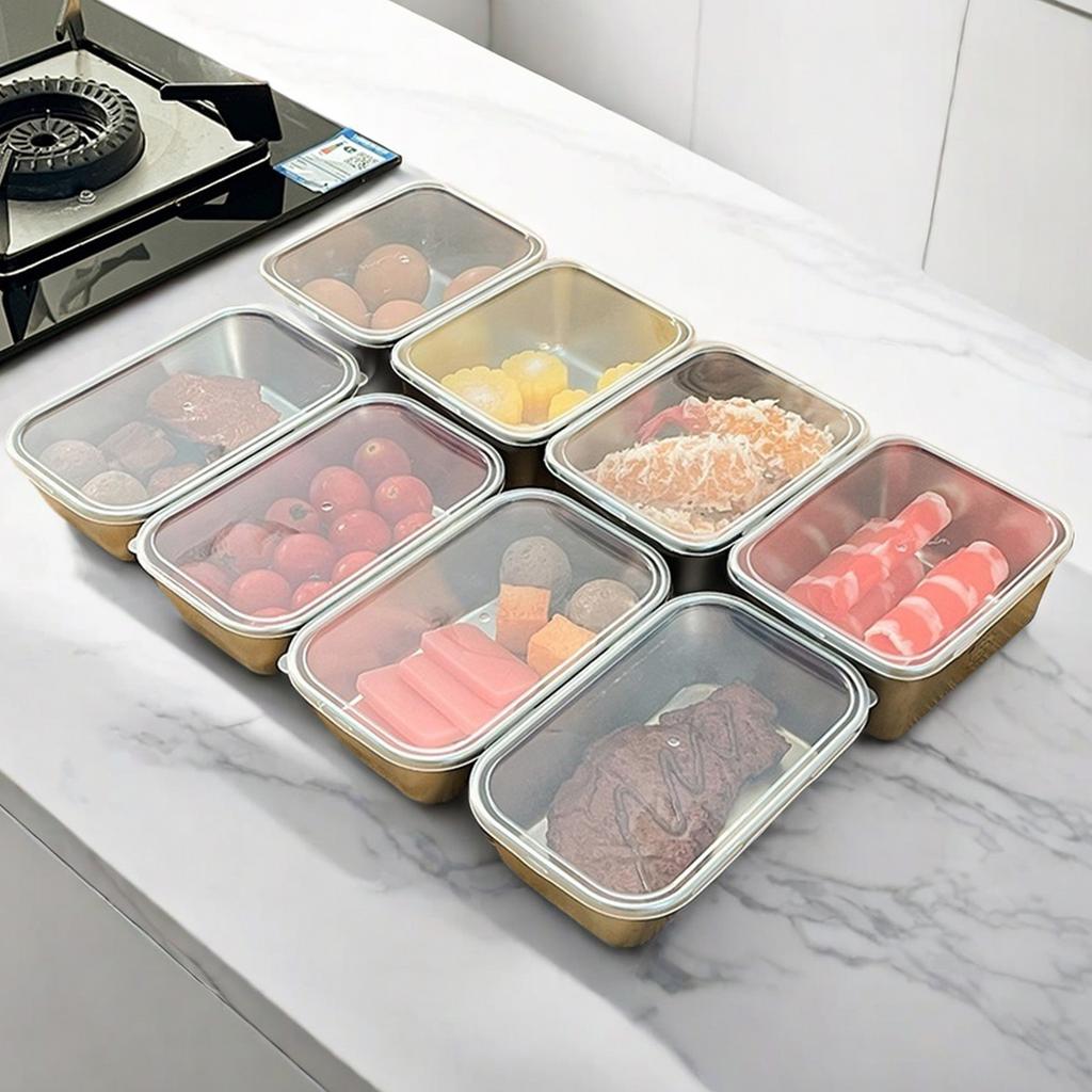 304 Edelstahl Lebensmittelbehälter mit Deckel Versiegelte Frischhaltebox Kühlschrank Lebensmittelaufbewahrungsbox Mikrowellengeeignete Lunchbox
