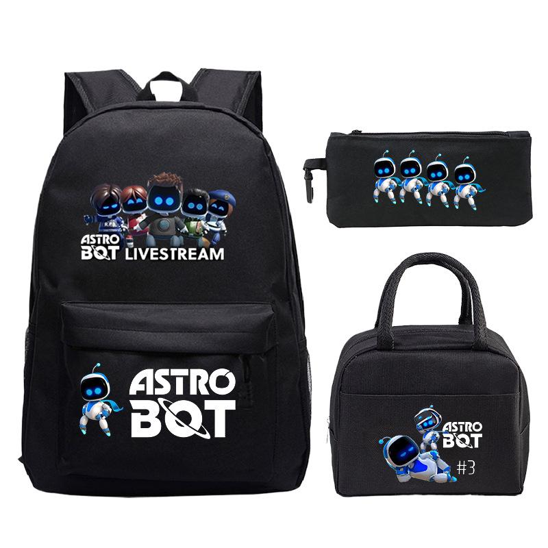 Game Astro bot peripheral printing fashion primary and secondary school students schoolbag three-piece set multi-function large capacity
