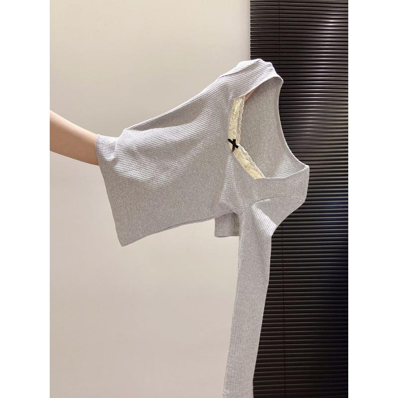 Square collar top Skinny Spice Girl inner bottoming shirt Autumn lace long-sleeved knitted shirt Women's sweater