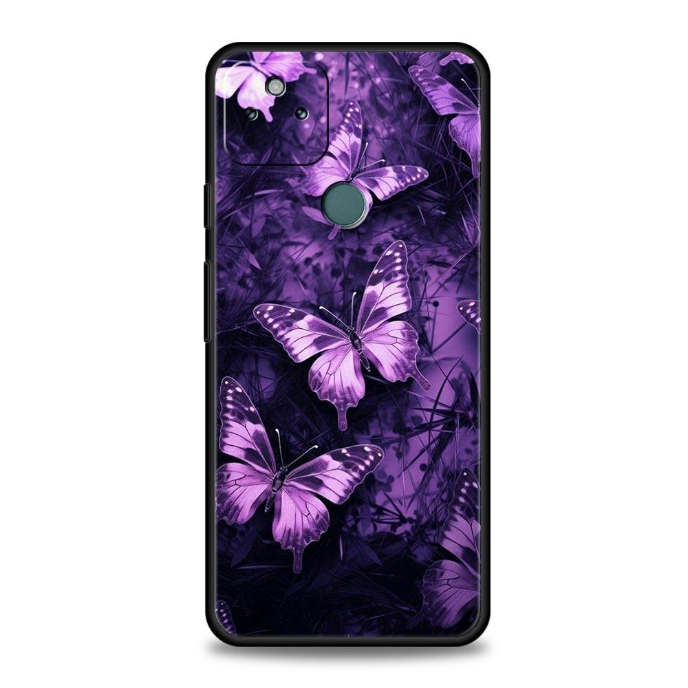 Art Purple Butterfly Phone Case Cover for Google Pixel 10 9 8 7 6 9A 8A 7A 6A Pro Shockproof Soft TPU 10 Pro XL Shell Fundas Bag