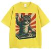 Funny Cool Dj Cat Meme Graphic Vintage T Shirt Men Women Humor T Shirts Oversized Cotton Casual T-shirt Streetwear Gifts