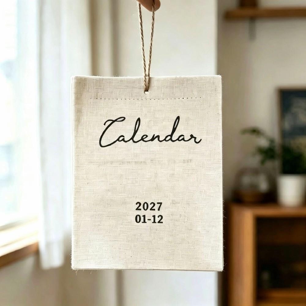 Portable Monthly Calendar Retro Style Calendar Planner Time Tool Fabric Wall Calendar Study Room