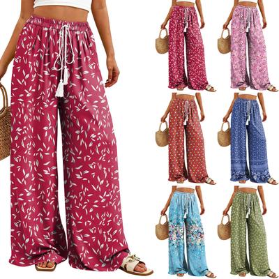 Women's Wide-Leg Casual Flowy Floral Print Pants