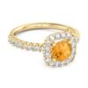 Citrine Round Cushion Halo Ring - 925 Sterling Silver Gold Vermeil