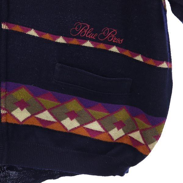 BLUE BROS 80s 90s Made in Italy Old Overall handle Long sleeve knit cardigan Men's Used