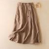 Damska spódnica trzy czwarte jednokolorowe duże obszycie w pasie A-line przycisk ozdobny element ubioru Streetwear wysokiej talii Lady spódnica na lato ubrania damskie