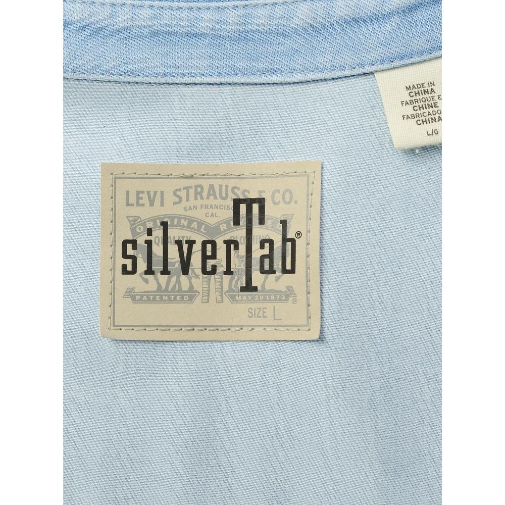 Levis Casual Comfortable Solid Color Denim Short Sleeve Shirt Men shirts Light-Blue 004HN-0001