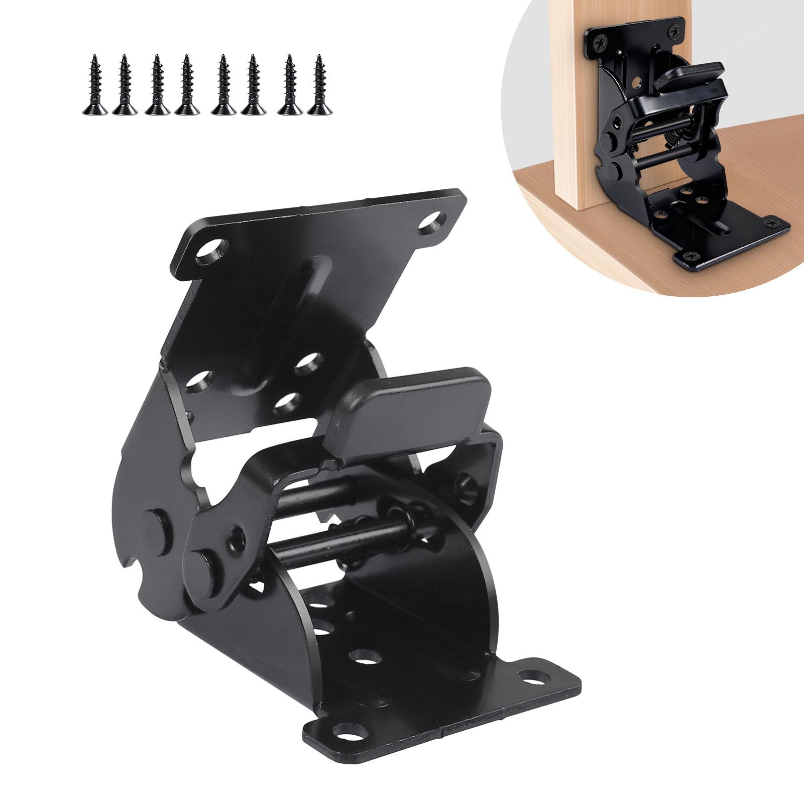 0-90-180 Degree Folding Hinge Self-Locking Foldable Bracket Table Chair Furniture Leg Support Carbon Steel Hinge with Screws