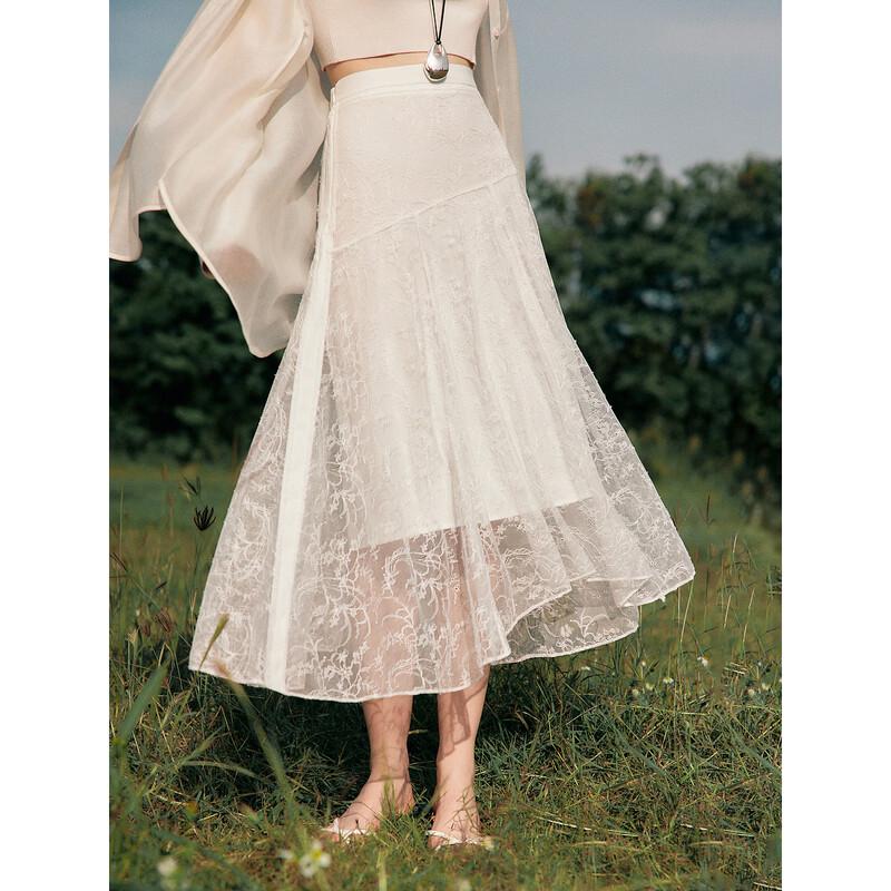 ELLE French Elegant Lace Design A-Line Skirt