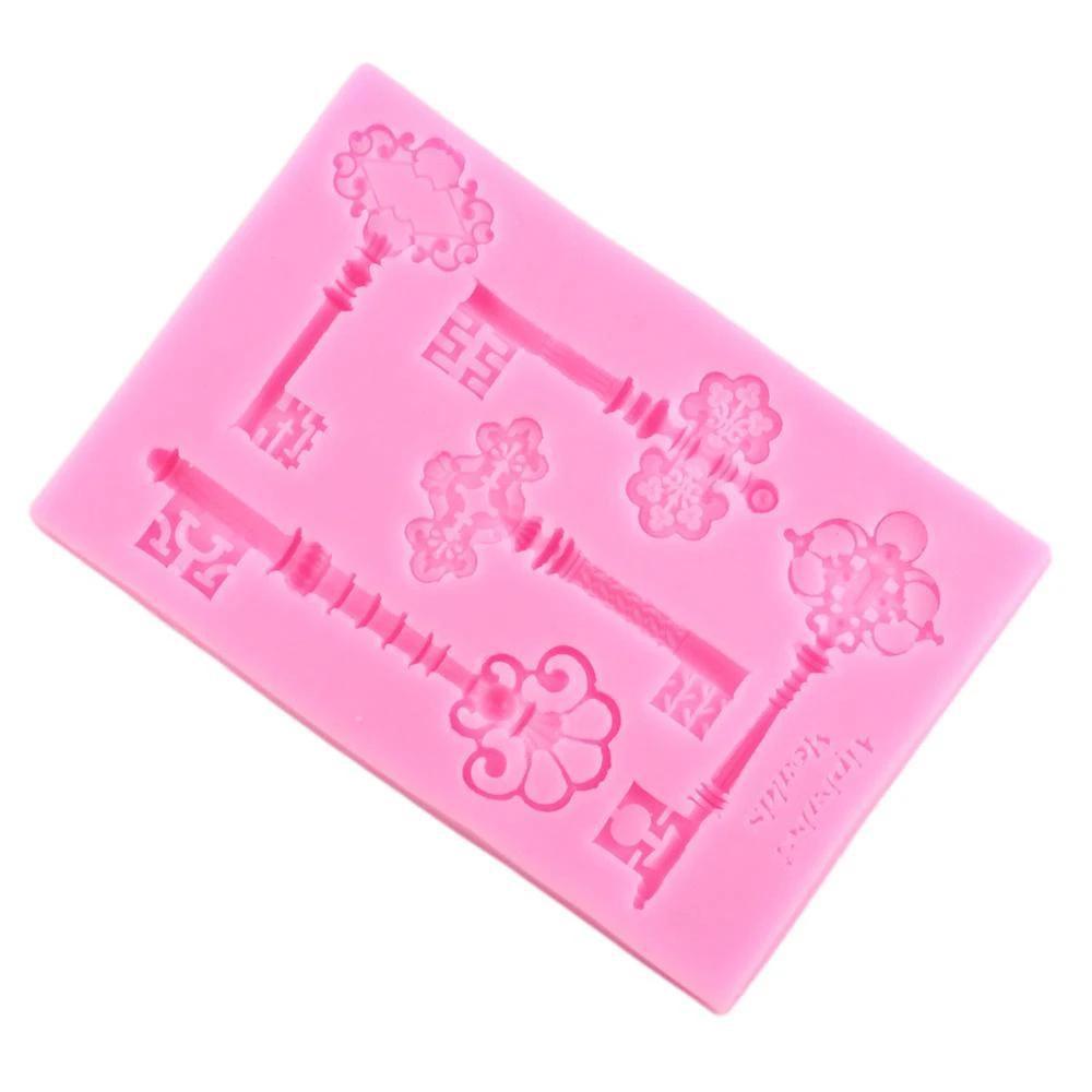 Vintage Key Silicone Mold Cupcake Topper Fondant Cake Decorating Tool Sugarcraft Chocolate Clay Gumpaste Mold Kitchen Baking