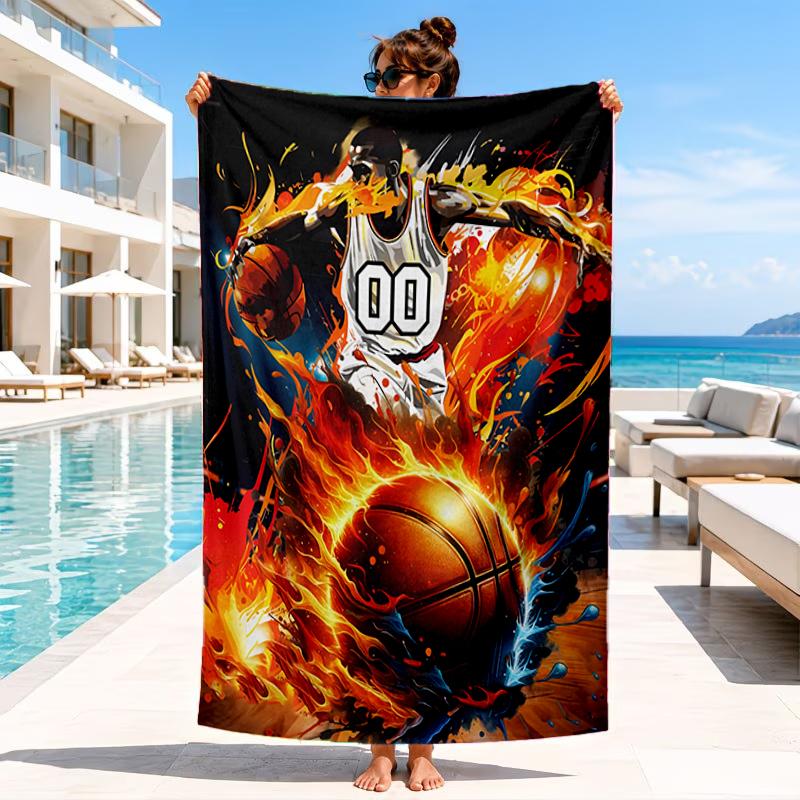 Electric Football Fire Beach Towel, Microfiber Beach Towel, Perfect For Pool, Beach, Travel, Home Decor Beach Party Fan gifts
