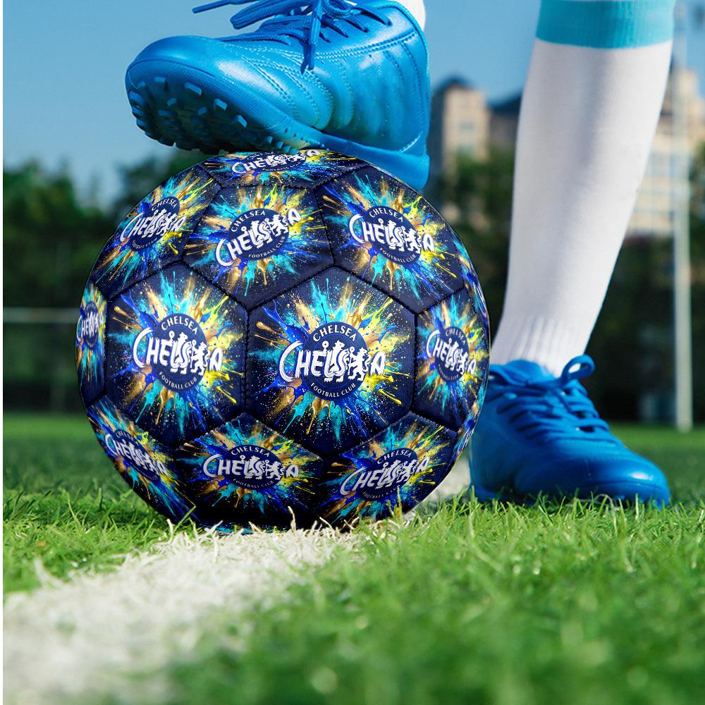 Chelsea FC Theme Soccer Ball Size 5 Soccer Ball Soft Touch Professional Training Football for Outdoor Sports