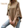 Damen Pullover Tops Hoher Kragen Einfarbig Cape-Stil Pullover Mantel Knopfdekoration Lockere Passform Lässiges Pendeln Stricktop