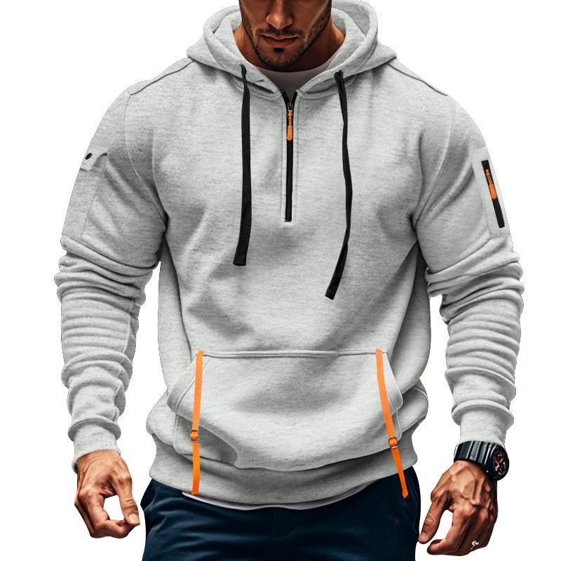 Men’s Custom Logo Hoodie: Cross-border Autumn/Winter Zip Pocket Pullover Jacket