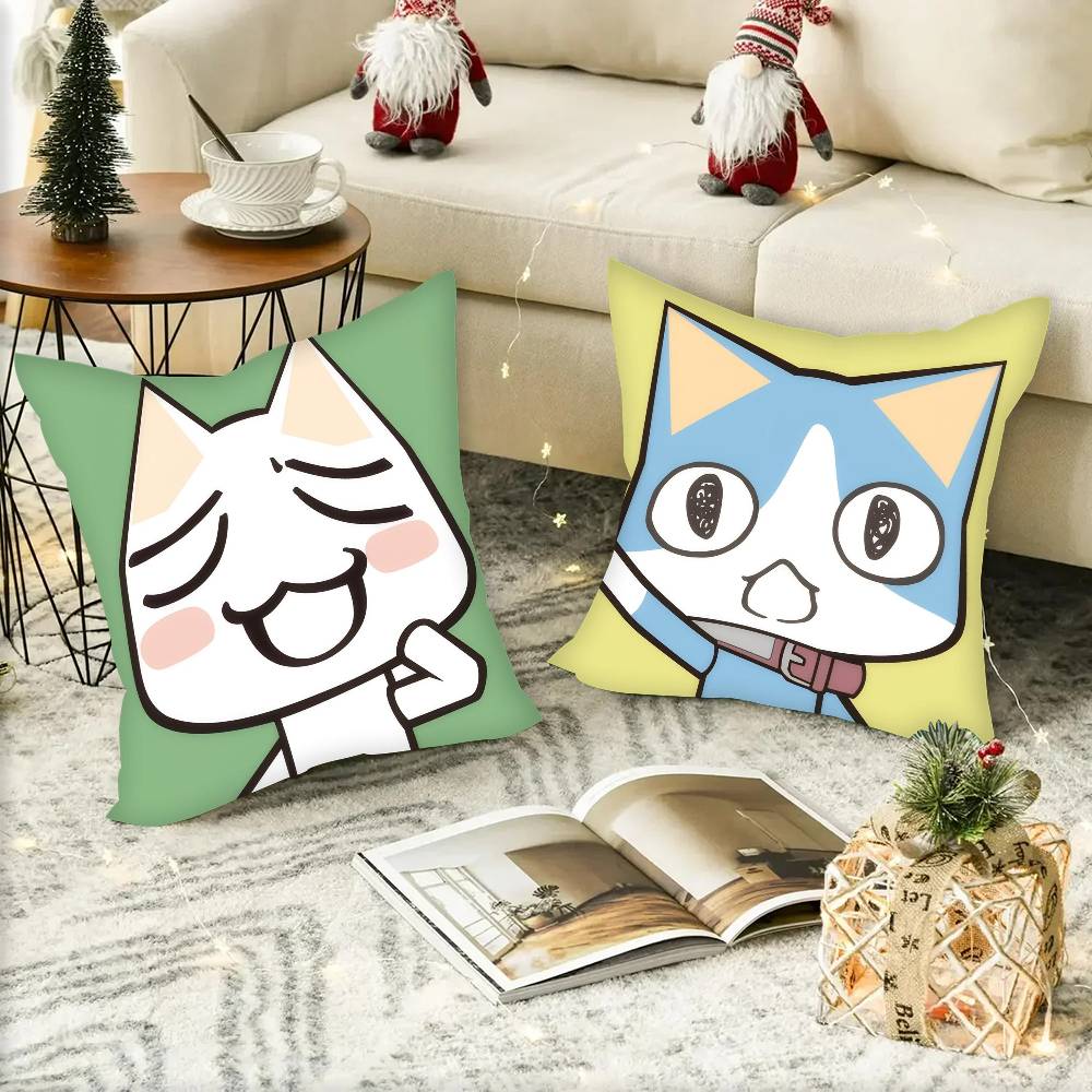 Cute Cartoon Toro Inoue Kawaii Cat Pillow Case Square Pillow Bedroom Sofa Leisure Comfort Cushion Car Home Decoration