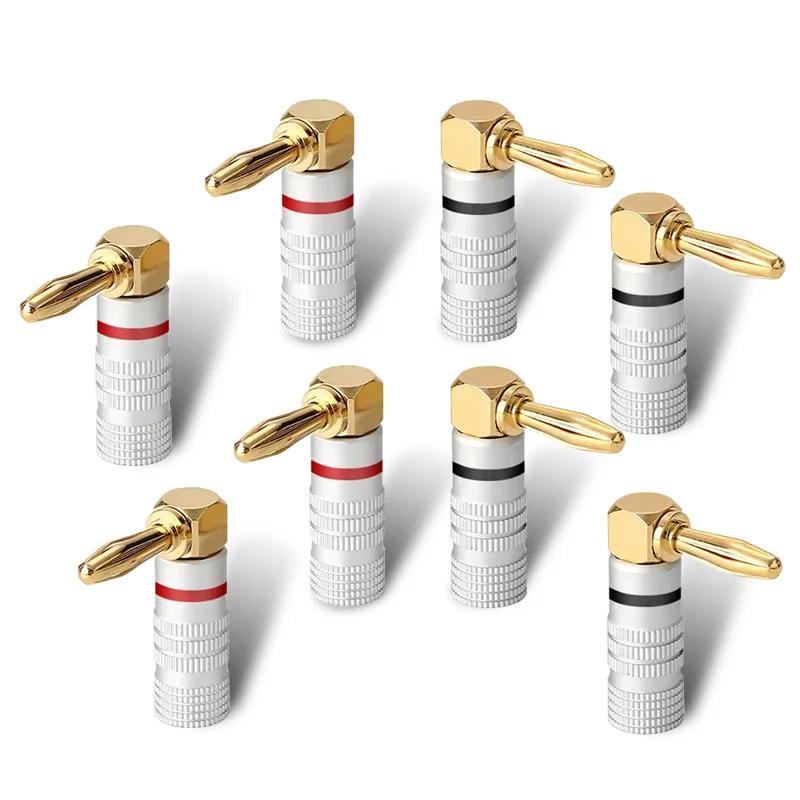 2PCS Banana Plug Audio Speaker Connector 90 Degree straight angle Plug Audio Jack Gold Plated Speaker Terminals Adapters