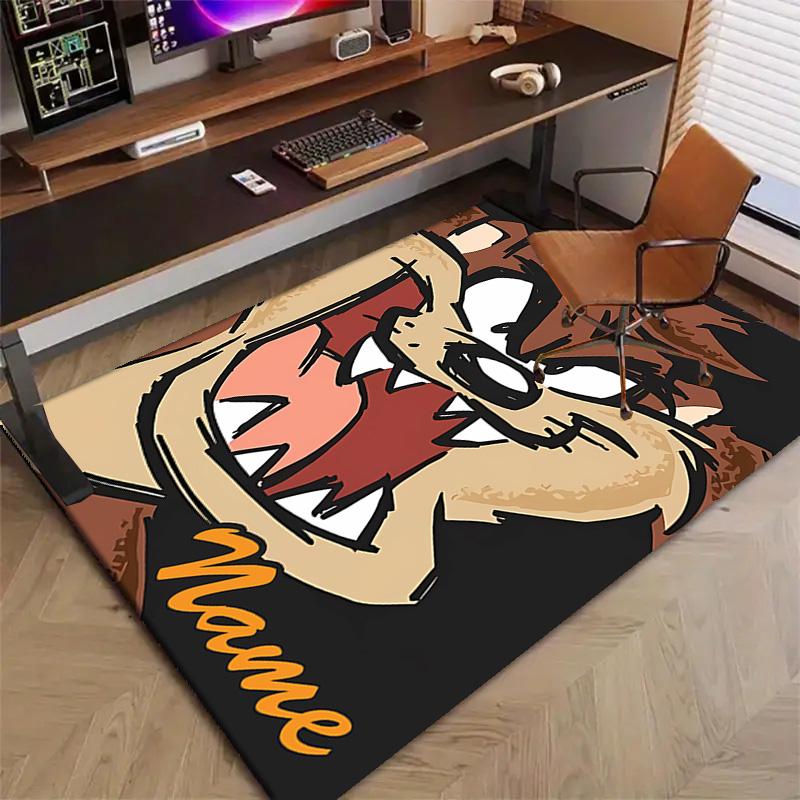 Custom Taz Mat Personalized Name, Polyester Washable Indoor Entryway Rug, Gift for Christmas, Easter, Thanksgiving Day