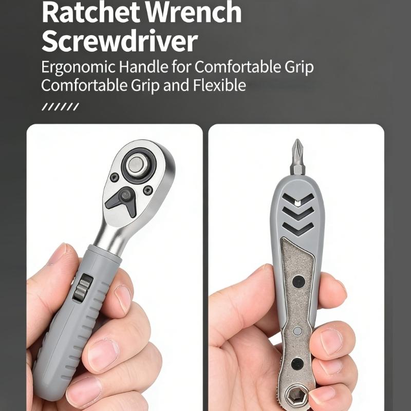 Professional Ratchet Wrench Kit Including 18Bits 1Handle for Automotive Repair Furniture Assembly Mechanical Maintenance