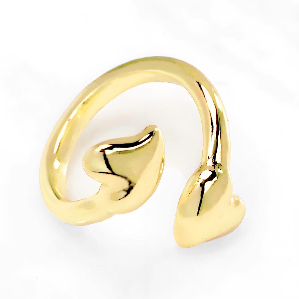 2025 UNOde50 Double Heart Open Ring: Retro Shiny Design for Women Size 7