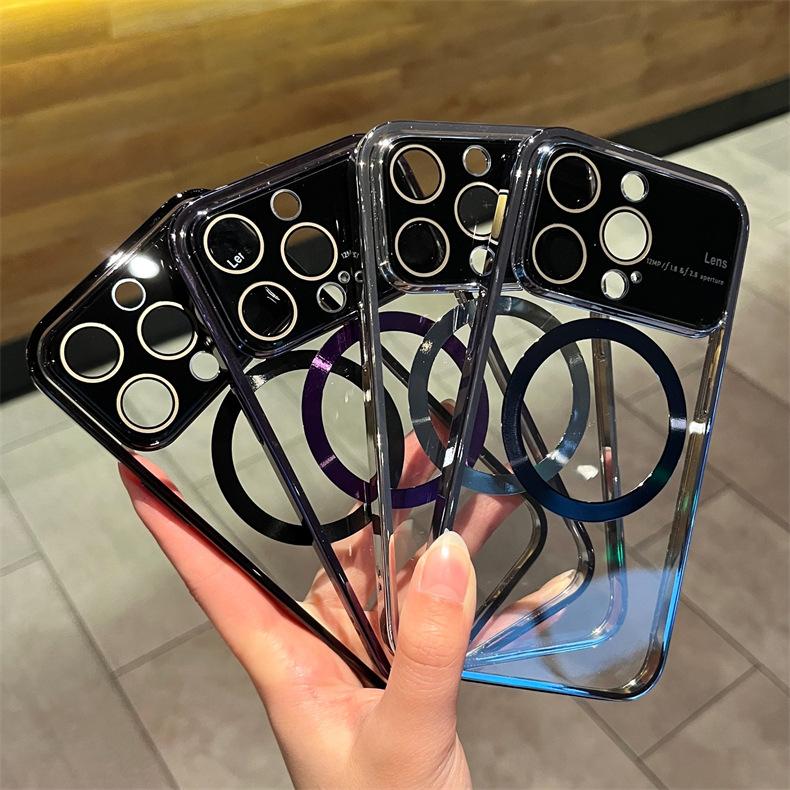 Magnetic Large Window Goggle Case for iPhone11ProMax Mobile Phone Case Apple 11 Electroplated Transparent Protective Case