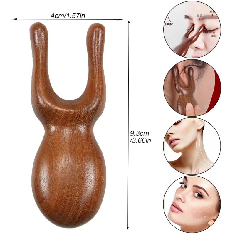 1Pcs Face Scalp Gua Sha Massager Nose Shaper Natural Facial Wooden Sandalwood Wide Tooth Combs Massage Tool for Guasha Scraping