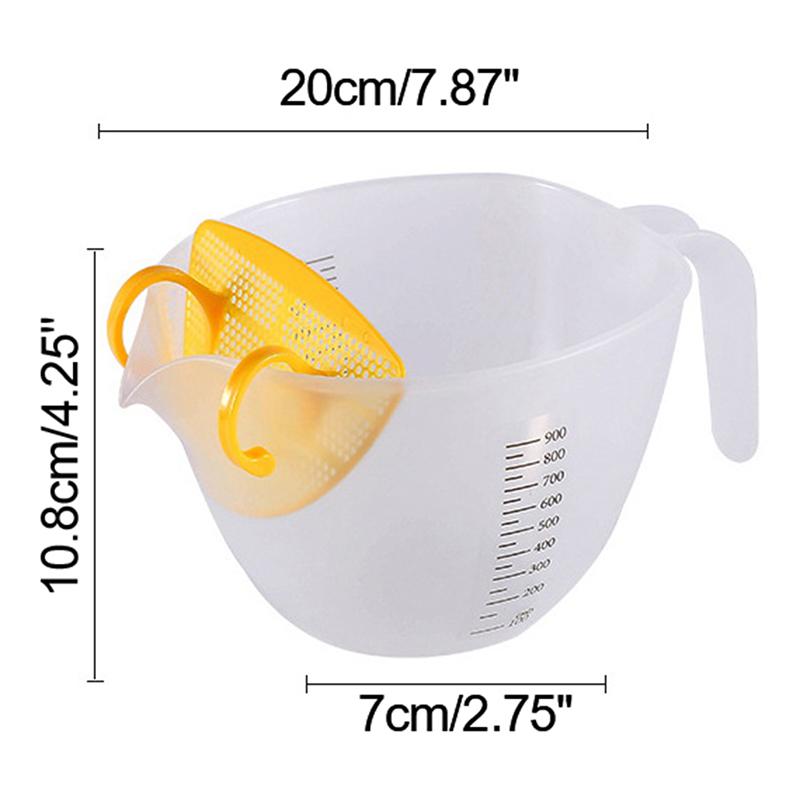1L Plast Målebeger Rissvaskefilter Silkurv Kjøkkenredskaper Mat Bønner Sikt Fruktskål Dørslag Rengjøring