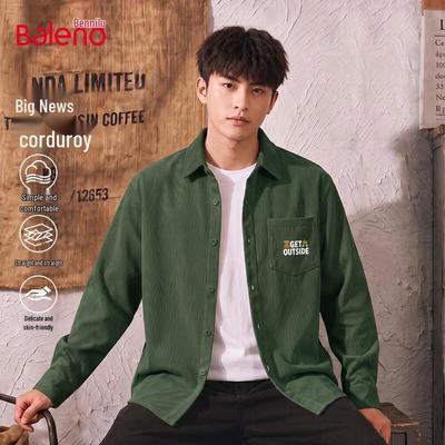 Baleno Men's Retro Oversized Long Sleeve Corduroy Shirt