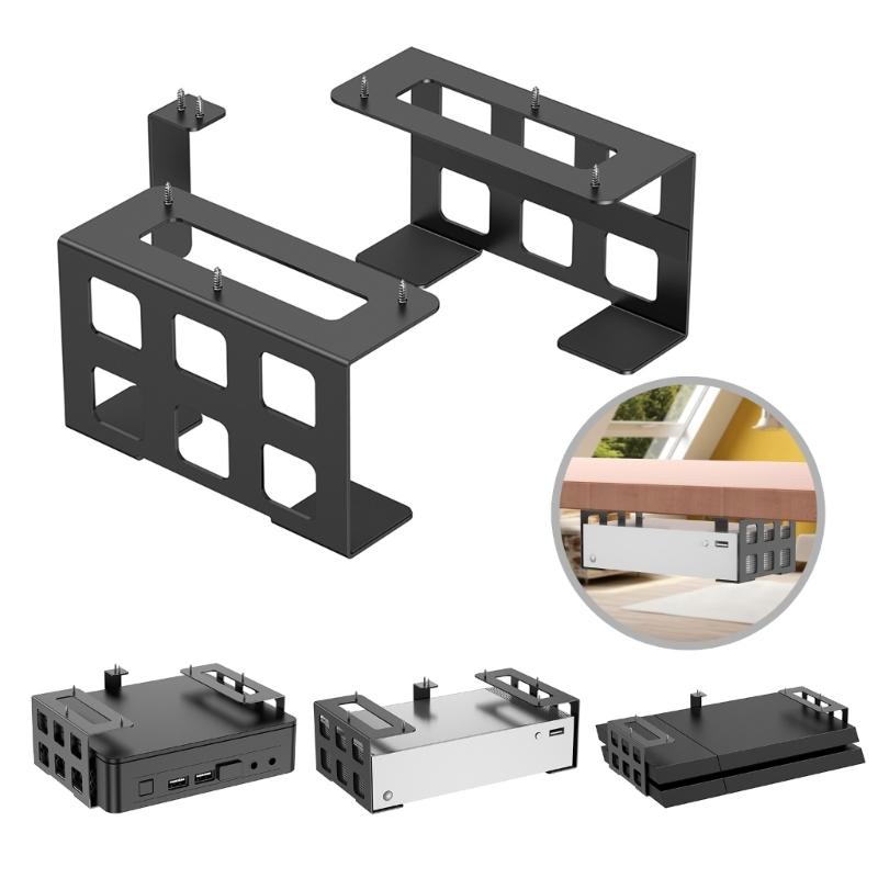 Wall Or Under Shelf Holder Mounting Bracket for Game Console,  Home Office Dorm Use, Small Electronics And Media Devices