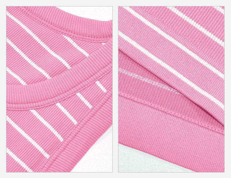 Women's Spring/Summer Slim Fit Striped Tank Top with Chest Pads - Round Neck Camisole Bra