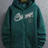 Men's Casual Trendy Letter Zip Hoodie with Letter Print, Hooded Sweatshirt Men's Top