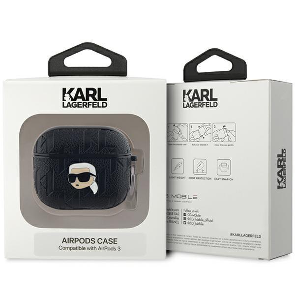 Karl Lagerfeld KLA3PGKIPK AirPods 3 Cover Black/black Monogram Karl Head
