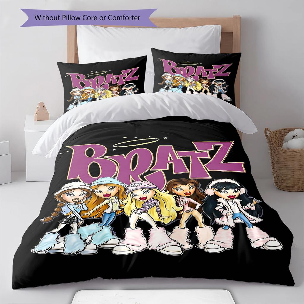 Bratz Pattern Bedding,Quilt Set Quilt Cover Pillowcase Home Birthday Gift (1 * duvet cover + 2 * pillowcase, without core)
