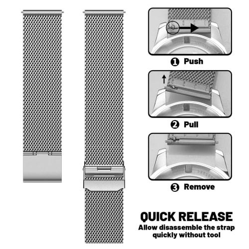 YUZEX Pure Titanium Watch Band for Men and Women, 21mm Quick Release Mesh Watch Strap, Soft, Lightweight, Skin-Friendly, Adjustable, Ventilated Titani