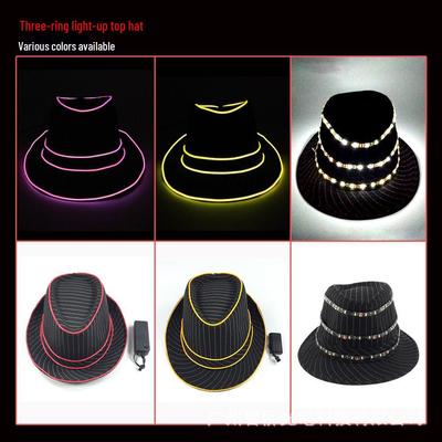 LED Svítící Britský Gentleman Top Hat - Stylový Trend pro Plesové Večírky a Jazzové Akce