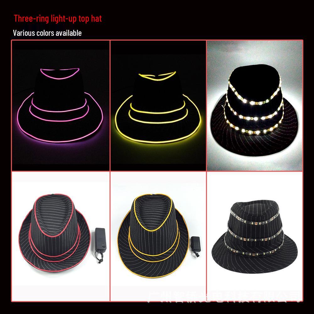 LED Glowing British Gentleman Top Hat - Stylish Trend for Prom Parties and Jazz Events