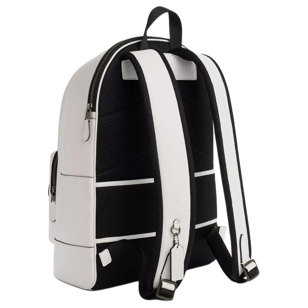 Coach West 32 Striped Design Leather Backpack Large Men Backpack Chalk-White Mixed-Colors CBI37-QBCAH