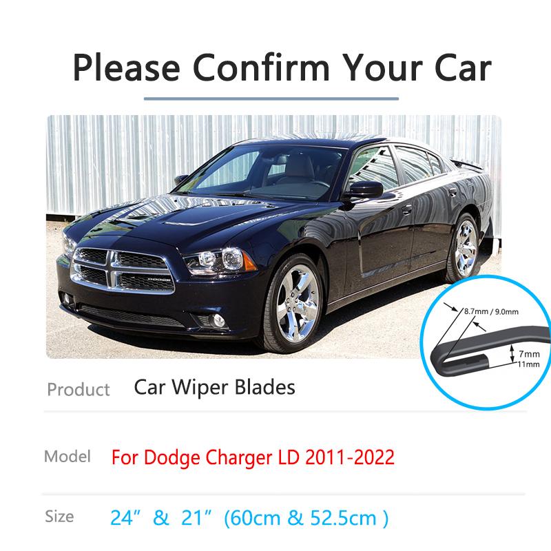 For Dodge Charger LD 2011~2022 Front Window Wiper Blades Cutter Kit Boneless Frameless Rubber Auto Accessories Cleaning U J Hook