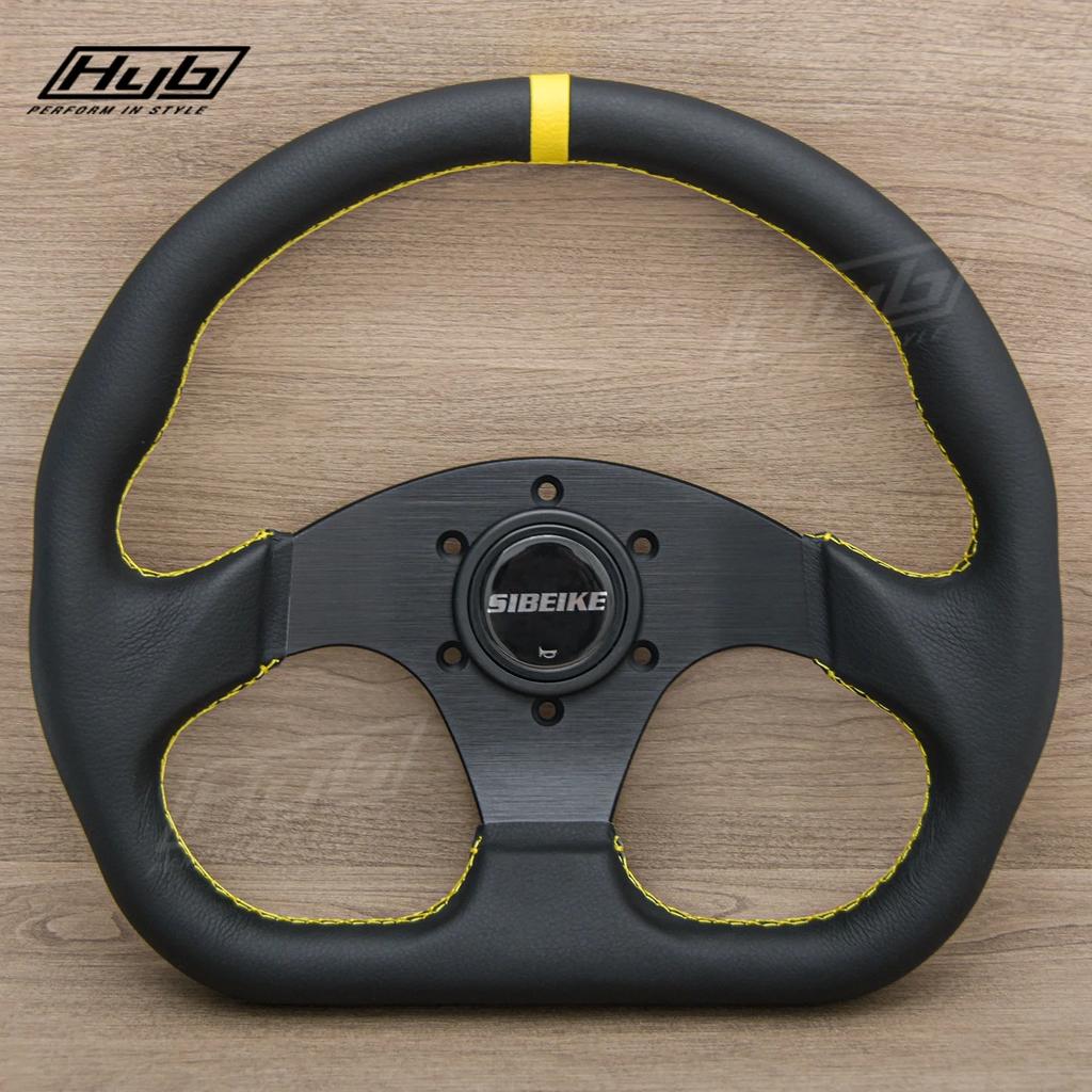 320mm D Shape Sports Steering Wheel Black Leather Universal 13Inch Racing Gaming JDM Steering Wheel