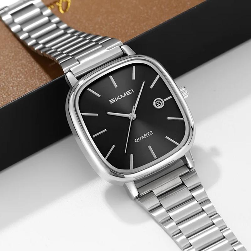 Luxury Mens Quartz Calendar Watches Stainless Steel Strap Waterproof Analog Display Fashion Casual Wristwatch