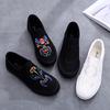 Chinese Style White Sneakers Men Embroidery Casual Shoes Slip on Canvas Shoes Men Loafers Comfortable Vulcanized Shoes