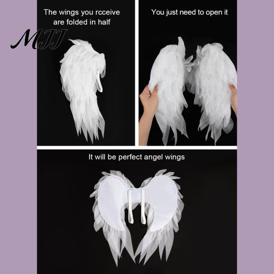 Elastic Strap Angel Wings Feather Wing for Women Girls, Soft Organza Costume Accessory Fluffy with Headband Photo Booth, Halloween Cosplay Party,